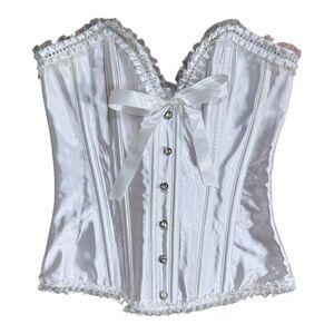 Bedroom Stories White Lace Trim Overbust Corset Women's Size S